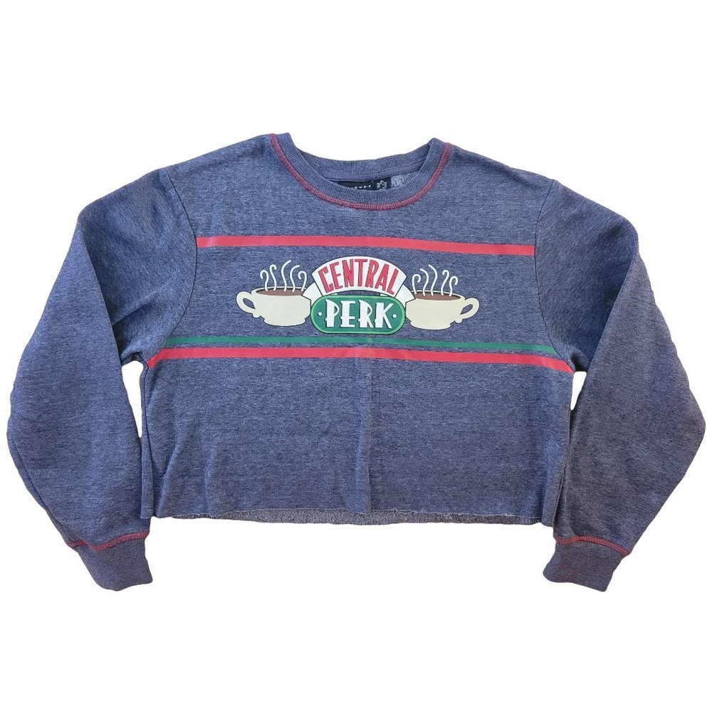 Friends Central Perk Cafe Logo Cropped Crewneck Sweatshirt, XS